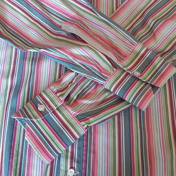 ETRO Milano SZ 39 Multi Colour Striped Men's Button Up Shirt - Picture 6 of 13